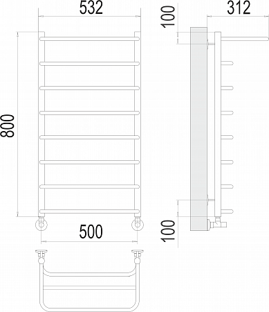 Полка П8 500х800  Полотенцесушитель  TERMINUS Благовещенск - фото 3