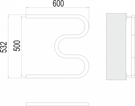 М-обр AISI 32х2 500х600 Полотенцесушитель  TERMINUS Благовещенск - фото 3