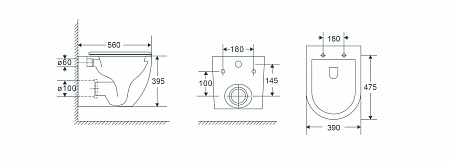 Подвесной унитаз безободковый Terminus Енисей Монолит 560х390 белый Благовещенск - фото 8
