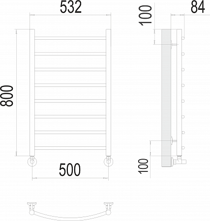 Классик П8 500х800 Полотенцесушитель  TERMINUS Благовещенск - фото 3