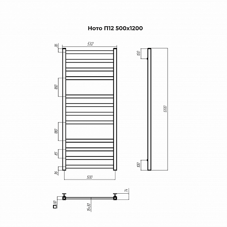 Ното П12 500х1200 Полотенцесушитель TERMINUS Благовещенск - фото 3