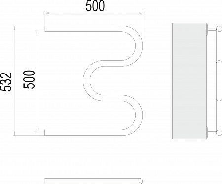 М-обр AISI 32х2 500х500 Полотенцесушитель  TERMINUS Благовещенск - фото 3