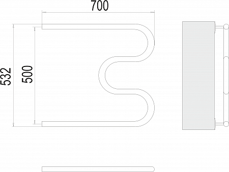М-обр AISI 32х2 500х700 Полотенцесушитель  TERMINUS Благовещенск - фото 3