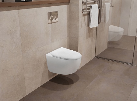 Подвесной унитаз безободковый Terminus Енисей Монолит 560х390 белый Благовещенск - фото 1