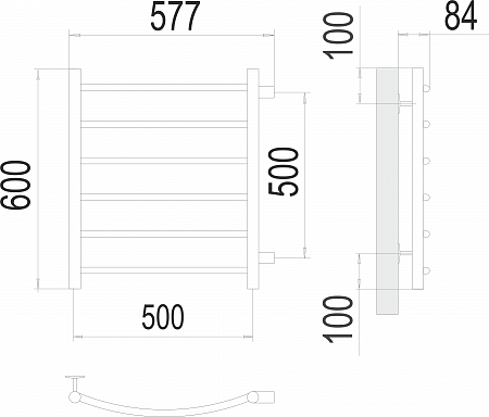 Классик П6 500х600 бп500 Полотенцесушитель  TERMINUS Благовещенск - фото 3