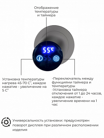 Рондо П2 350х760 электро Полотенцесушитель TERMINUS Оружейная сталь Благовещенск - фото 5