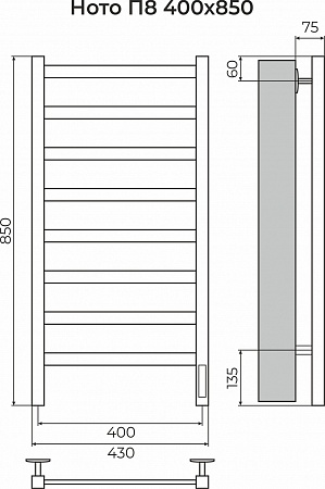Ното П8 400х850 Электро (quick touch) Полотенцесушитель TERMINUS Благовещенск - фото 3