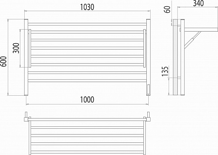 Горизонт П8 1000х600 электро КС ЧЕРНЫЙ МУАР (sensor quick touch) Полотенцесушитель TERMINUS Благовещенск - фото 5